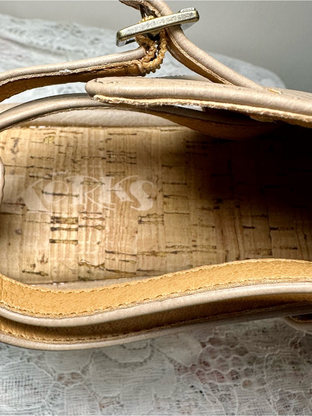 Kork-Ease Beige Leather Slingback Sandals - Picture 9 of 9